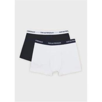 Emporio Armani 2 Pack Stretch Trunks White/Blue Size L Men