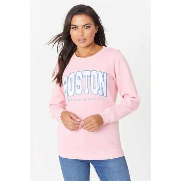 Be You Boston Slogan Sweat - Pink 12