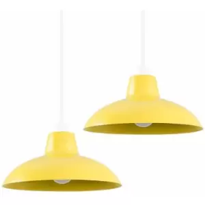 Minisun - 2 x Civic Metro Ceiling Light Shades - Mustard - No Bulb