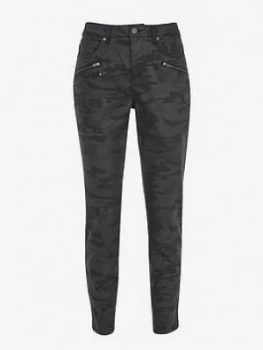 Mint Velvet Denver Coated Camo Jeans - Black, Size 12, Women