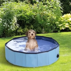 PawHut Pet Swimming Pool, Foldable, 80cm Diameter-Blue