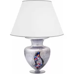 Kolarz ANFORA - Designer Fabric Tapered Shade Large Table Light Chrome - Kiss Silver Pattern, 1x E27