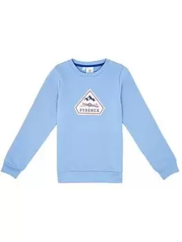 Boys, Pyrenex Large Logo Crew Neck Sweatshirt - Pale Blue Size 10 Years