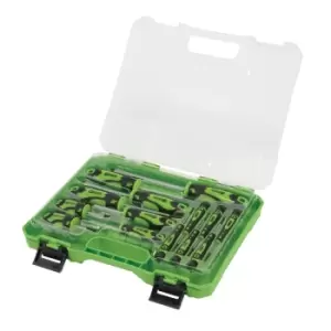 Draper Screwdriver Set With Case (14 Piece) - Green