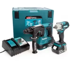 Makita DLX2372TJ 18V LXT Rotary Hammer & Impact Wrench Twin Pack (2 x 5.0AH Batt