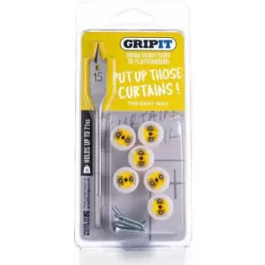 Charlesbentley - Gripit 15mm Plasterboard Fixing - Curtain Kit (Yellow) Max Load 71kg - Yellow