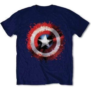 Marvel Comics - Captain America Splat Shield Unisex X-Large T-Shirt - Blue