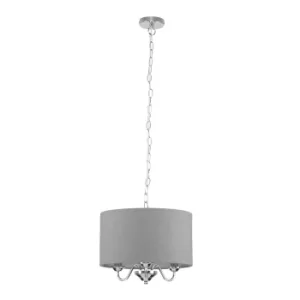 Rocha 3 Way Chrome Chandelier with Grey Shade