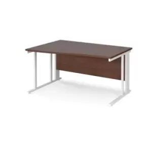 Office Desk Left Hand Wave Desk 1400mm Walnut Top With White Frame Maestro 25 MCM14WLWHW