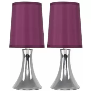 Minisun - 2 x Trumpet Touch Dimmer Table Lamps - Purple - No Bulbs