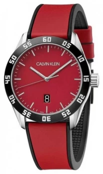 Calvin Klein Mens Complete Red Rubber Strap Red Dial Watch