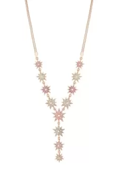 Rose Gold Crystal And Pearl Pastel Celestial Y Drop Necklace