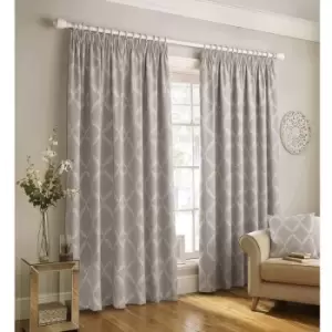 Paoletti Olivia Pencil Pleat Curtains (90in x 72in) (Grey) - Grey