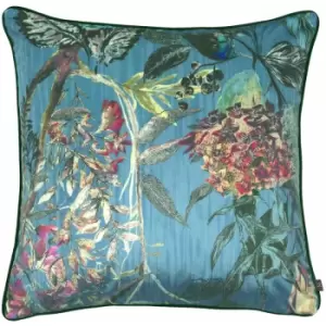 Prestigious Textiles Botanist Floral Piped Edge Cushion Cover, Peacock, 55 x 55 Cm