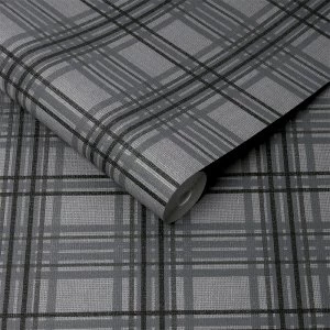 Graham & Brown Superfresco Easy Country Tartan Wallpaper - Charcoal