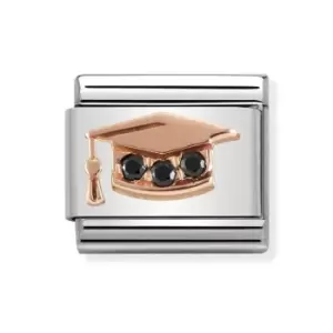 Nomination Classic Rose Gold Graduation Cap Charm