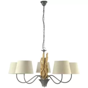 Onli Agar Large Multi Arm Chandelier With Shades, Natural Wood