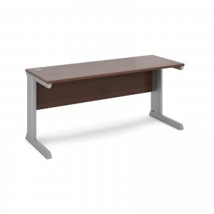 Vivo Straight Desk 1600mm x 600mm - Silver Frame Walnut Top