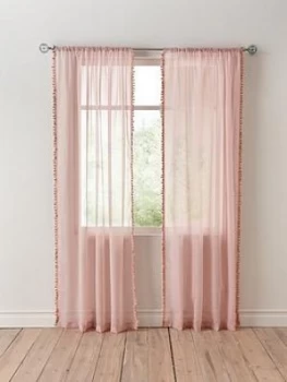 Pom Pom Trim Voile Pair 229Cm