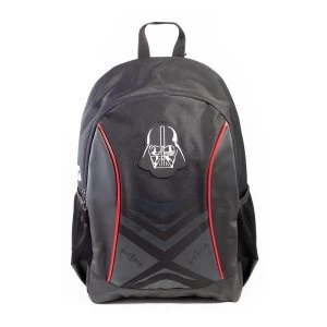 Star Wars - Darth Vader Mask Badge With Tiefighter Design Unisex Backpack - Black/Red