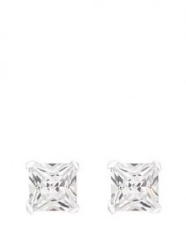 The Love Silver Collection Sterling Silver 5Mm Princess Cut Cubic Zirconia Stud Earrings