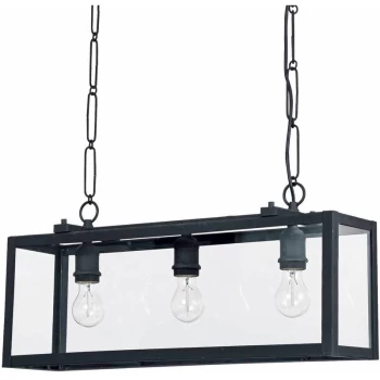 Ideal Lux Lighting - Ideal Lux Igor - 3 Light Ceiling Lantern Pendant Bar Black, Clear Glass Plates, E27