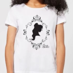 Disney Beauty And The Beast Belle Silhouette Womens T-Shirt - White - 4XL