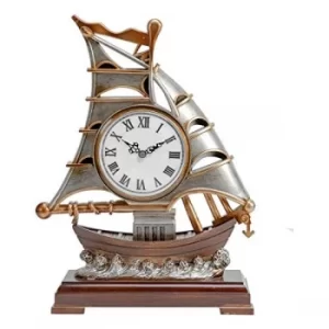 Bronze Finish Sailing Ship Mantel Clock