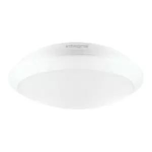 Integral Tough Shell + Bulkhead Emergency 3Hr Microwave Sensor 308mm Dia. IP66 1400LM 15W 4000K 110 Beam Non Dimmable White 93LM/W