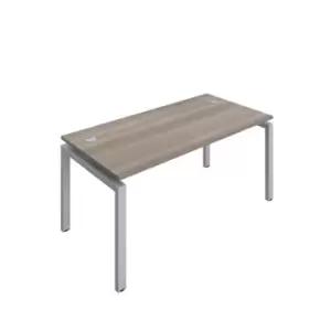 Telescopic Sliding 1 Person Grey Oak Bench with Cable Port - 1400 X 800 - White Frame