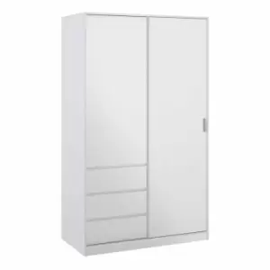 Naia Wardrobe With 1 Sliding Door 1 Door + 3 Drawers In White High Gloss