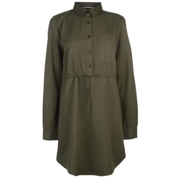 Kangol Long Sleeve Shirt Dress Ladies - Khaki