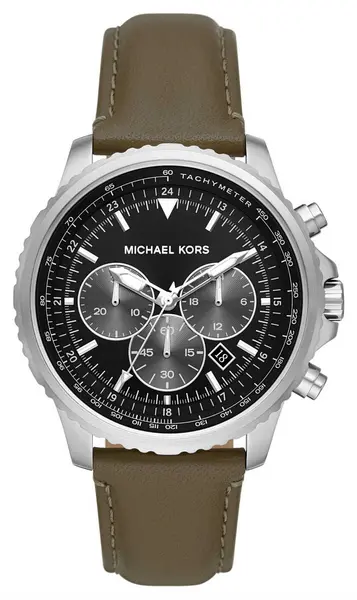 Michael Kors MK8985 Cortlandt Black Chronograph Dial Green Watch