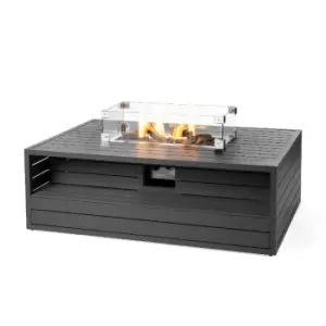 Happy Cocooning Aluminium Rectangular Cocoon Fire Pit with Burner and Glass Screen - Anthracite