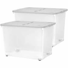 Wham Grey 80L Box Wheels & Lid Set of 2 Plastic