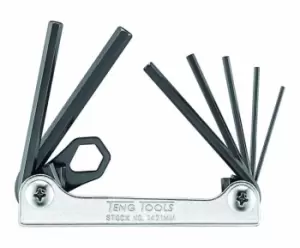 Teng Tools 1471mm 7 Piece Metric Folding Hex Key Set with Chrome Case