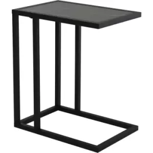 Homcom - C-Shape Marble-Look Side Table w/ Metal Frame Home Furniture Black