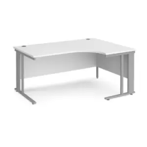 Office Desk Right Hand Corner Desk 1600mm White Top With Silver Frame 1200mm Depth Maestro 25 MCM16ERSWH