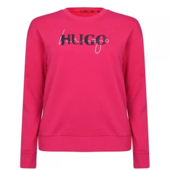 Hugo Boss Double Logo Crew Neck Sweatshirt Bright Pink Size L Men