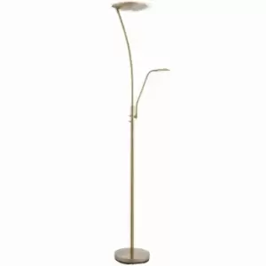 Floor Lamp Light Antique Brass & Frosted Plastic 18W LED & 6W LED