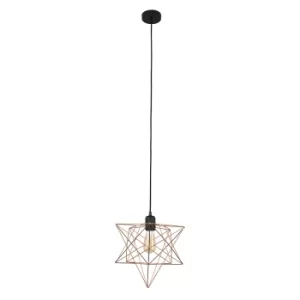 Casco Matt Black Pendant with Copper Sadira Shade