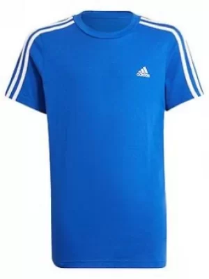 adidas Boys Junior B 3S Tee, Blue/White, Size 3-4 Years