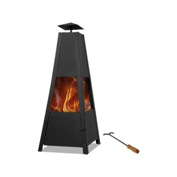 Fireplace Pyramid Poker Smoke Vent Lockable Door Stable Stand Patio Stove Fire Basket - Gardebruk