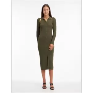 CALVIN KLEIN Iconic Rib Shirt Midi Dress - Green