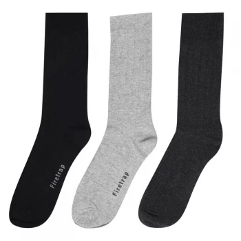 Firetrap 3 Pack Ribbed Socks Mens - Black/Grey