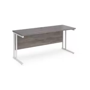 Office Desk 1600mm Rectangular Desk With Cantilever Leg Grey Oak Tops With White Frames 600mm Depth Maestro 25