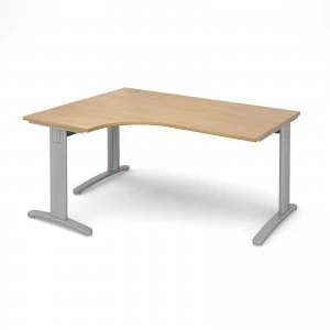 TR10 Deluxe Left Hand Ergonomic Desk 1600mm - Silver Frame Oak Top