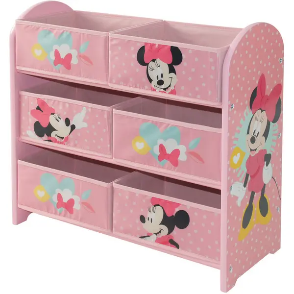 Disney Minnie Mouse Storage Unit with 6 Storage Boxes for Kids, W63.5 x D25 x H60cm - Light pink - Disney 520870-02-01