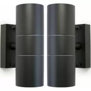 Loops - 2 pack GU10 Anthracite Up & Down Wall Lights Outdoor Twin Dimming Lamp Fitting