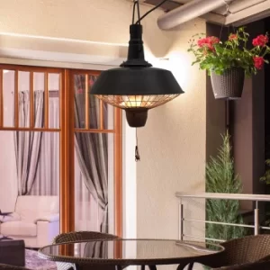 Alfresco Hanging Electric Patio Heater with Pull Cord 2.1KW, Black